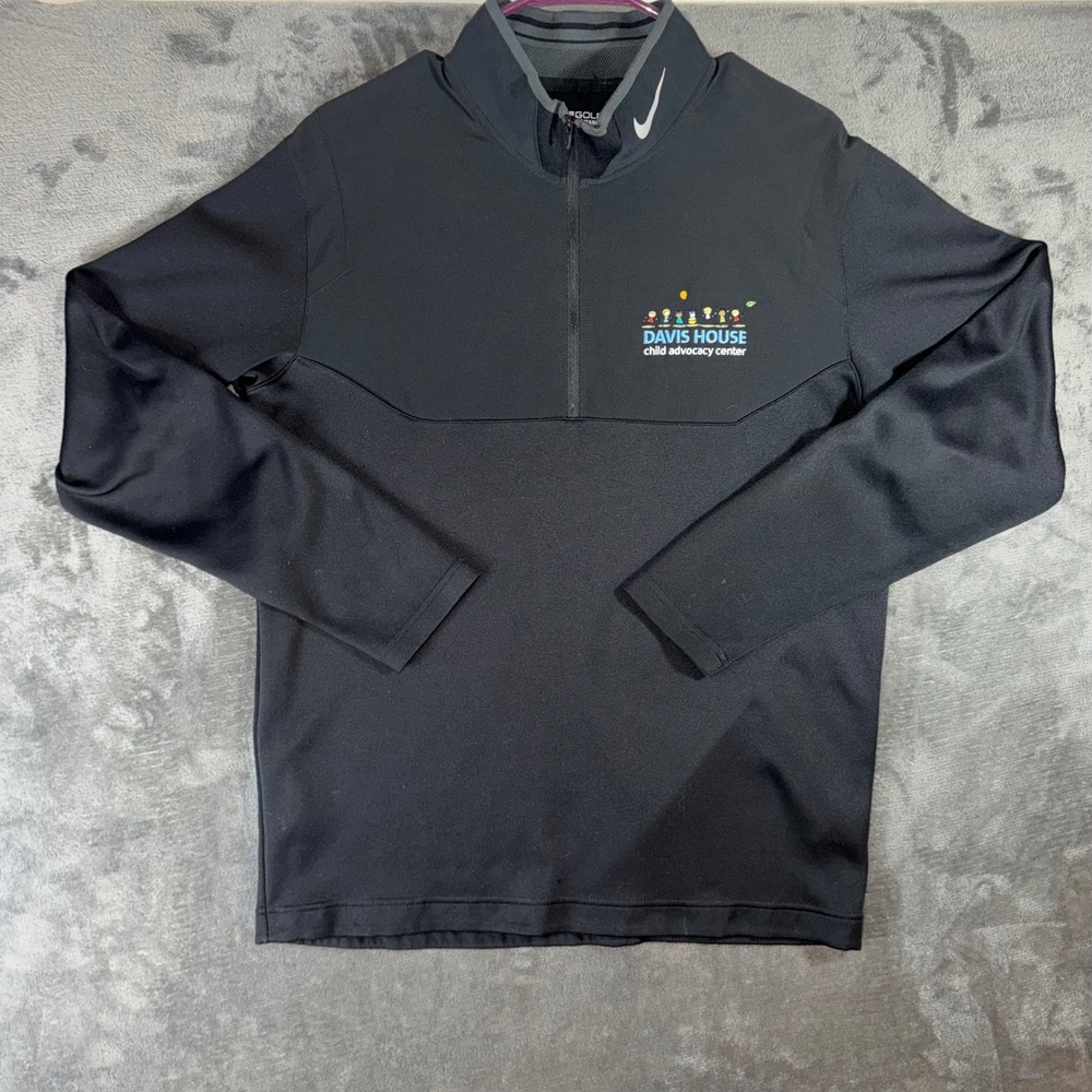 Mens Medium Nike Golf Pullover Black Excellent Dri-FIT 1/4 Zip Long Sleeve
